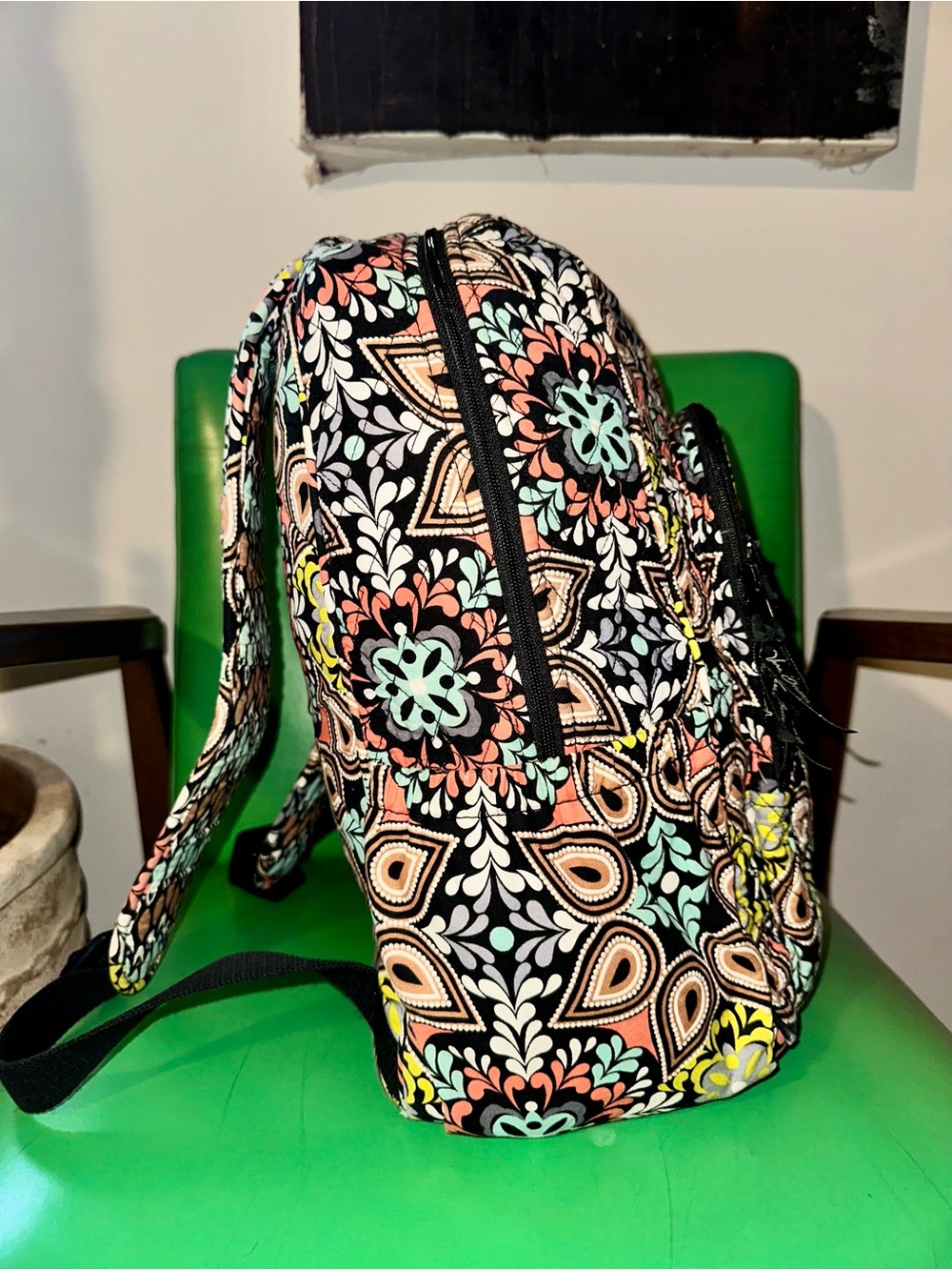 Vera Bradley Black Sierra Pattern Quilted Backpack - Picture 4 of 6
